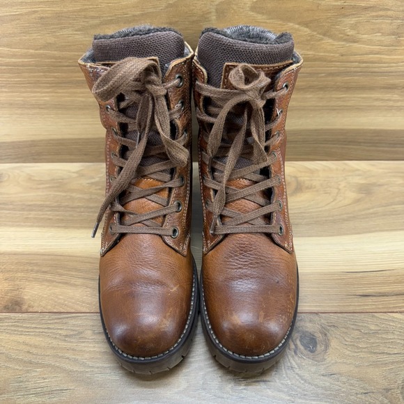 Bull Boxer Catherine Combat Block Heel Womens 8 M Brown Leather Block Heel Boots - Picture 5 of 12